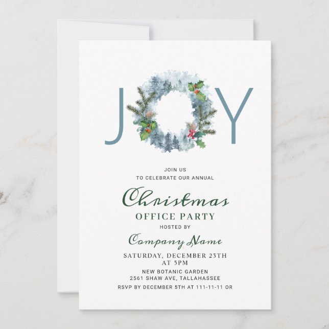 Landscape Wreath Christmas Corporate Holiday Party Invitation (Front)