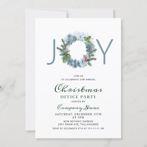 Landscape Wreath Christmas Corporate Holiday Party Invitation