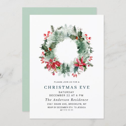 Landscape Wreath Christmas Forest CHRISTMAS EVE Invitation