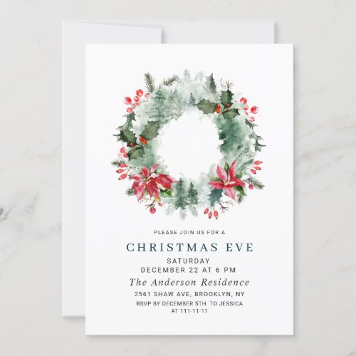 Landscape Wreath Christmas Forest CHRISTMAS EVE Invitation