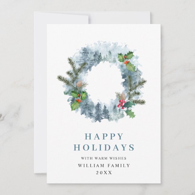 Landscape Wreath Christmas Holiday Greeting Photo (Front)