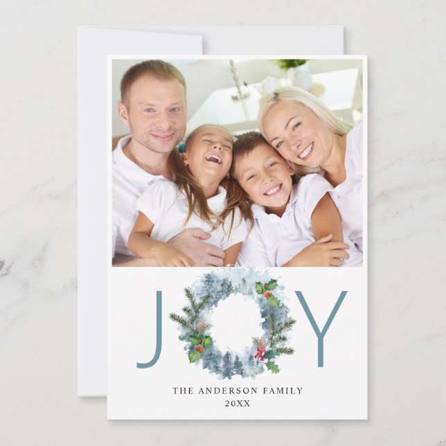 Landscape Wreath Christmas Holly Berry Greeting Holiday Card (Front)