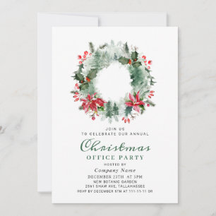 Landscape Wreath Christmas Holly Berry Party Invitation