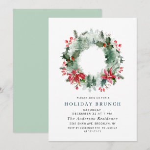 Landscape Wreath Forest CHRISTMAS HOLIDAY BRUNCH Invitation