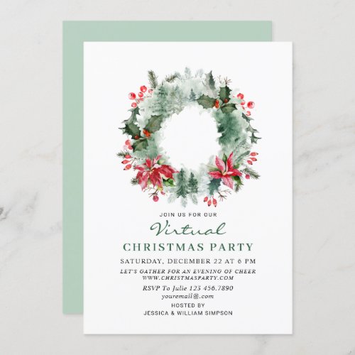 Landscape Wreath Forest VIRTUAL Christmas Party Invitation