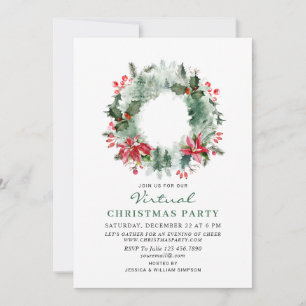 Landscape Wreath Forest VIRTUAL Christmas Party Invitation