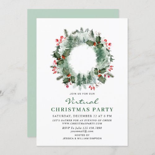 Landscape Wreath Forest VIRTUAL Christmas Party Invitation