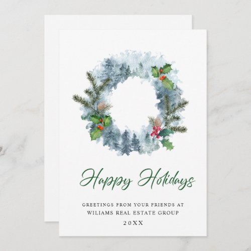 Landscape Wreath Holiday Berry Corporate Greeting