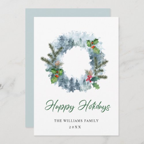 Landscape Wreath Holiday Christmas Berry Greeting