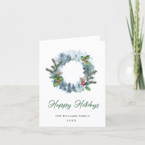 Landscape Wreath Holiday Christmas Berry Greeting