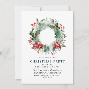 Landscape Wreath Holiday House Christmas Party Invitation