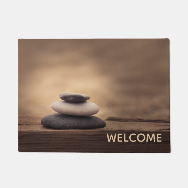 Landscape, Zen Stones Brown Doormat (Front)
