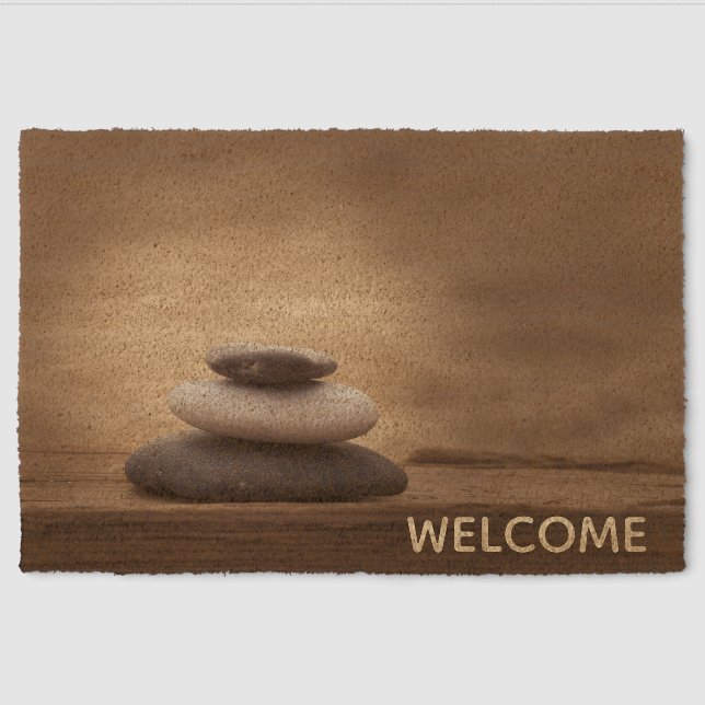 Landscape, Zen Stones Brown Fiber Doormat (Front)