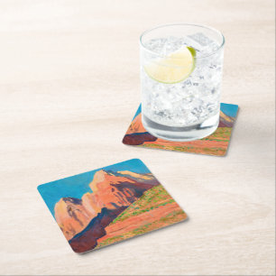 Landscape, Zion National Park by Maynard Dixon Square Paper Coaster