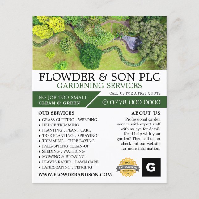 Landscaped Gardening Service, Horticulturist Flyer (Front)