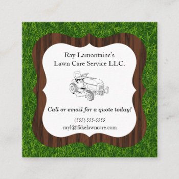 Landscaper And Lawn Care Riding Mower Square Business Card by csinvitations at Zazzle