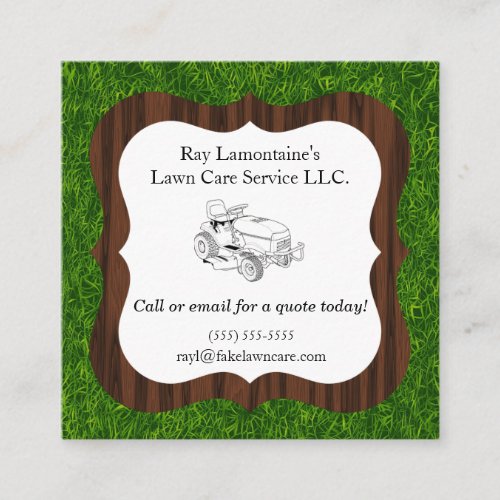 Landscaper and Lawn Care Riding Mower Square Business Card
