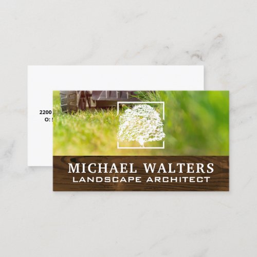 Landscaper Cutting Grass  Tree Logo Business Card