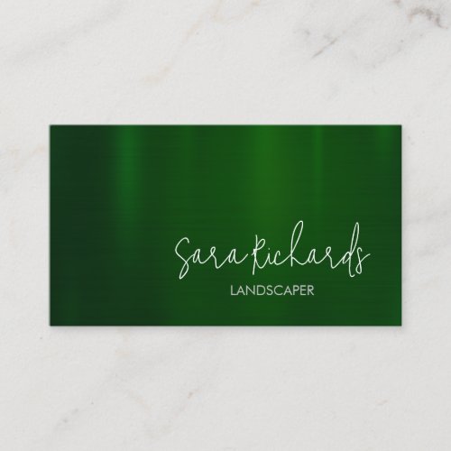 Landscaper Gardener Faux Metallic Green Business Card