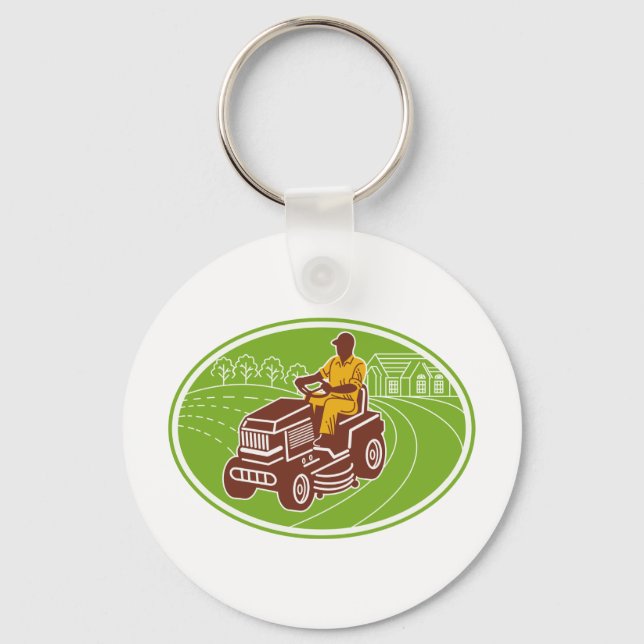 landscaper gardener lawn mower keychain (Front)