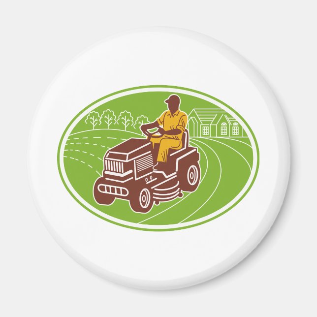 landscaper gardener lawn mower magnet (Front)