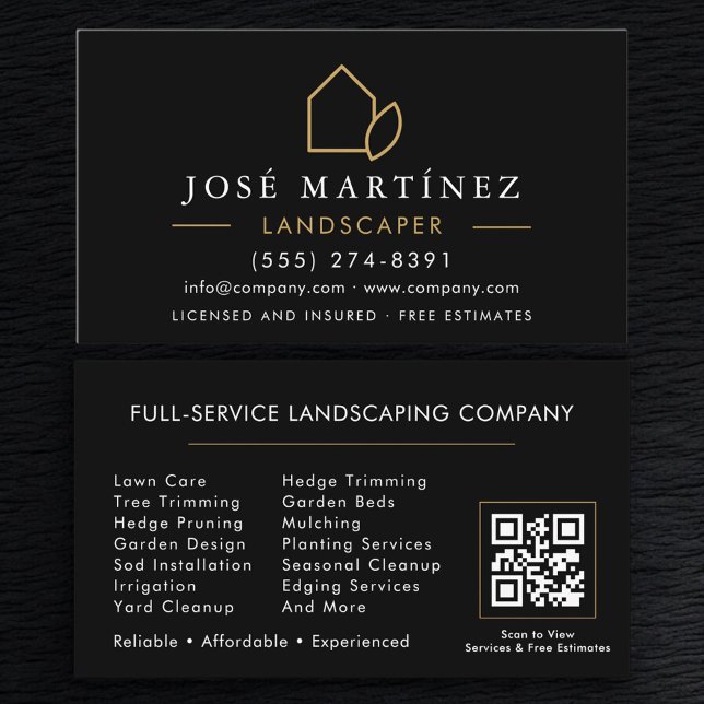 Landscaper Lawn Care Services QR Code  Business Card (Creator Uploaded)