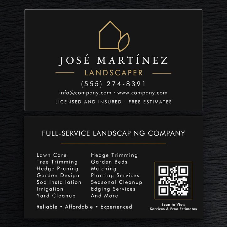 Landscaper Lawn Care Services QR Code Business Card