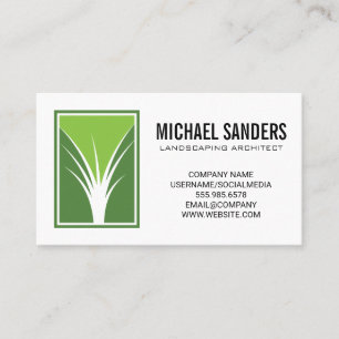 Landscaper Logo Green Grass Business Card
