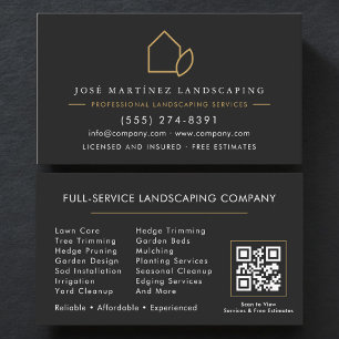 Landscaper QR Code Lawn Service Business Card