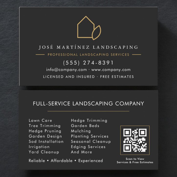 Landscaper QR Code Lawn Service Business Card