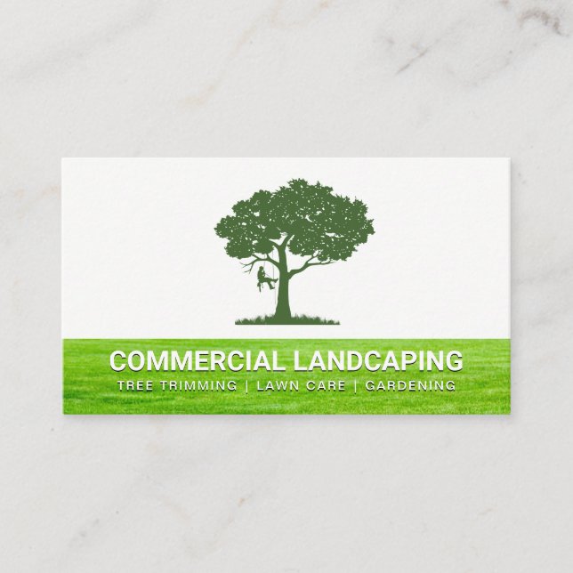 Landscaper Trimming Tree | Grass Business Card (Front)