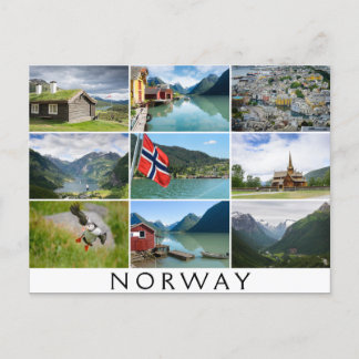 Landscapes and the text: 'Norway' in collage Postcard