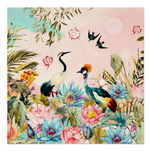 Landscapes of birds in paradise poster