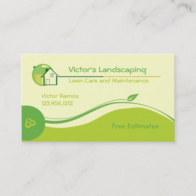 Landscaping and Lawn Care Business Card (Front)