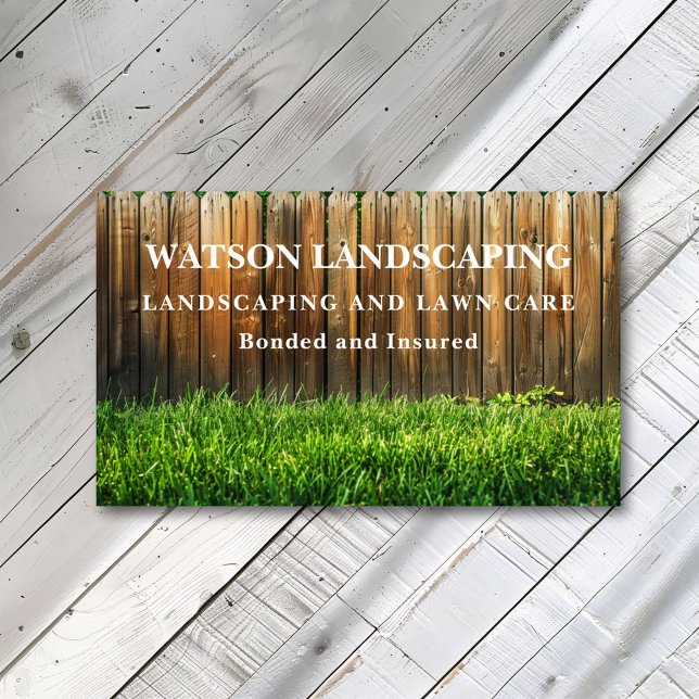 Landscaping and Lawn Care Fence and Grass Service Business Card (Creator Uploaded)