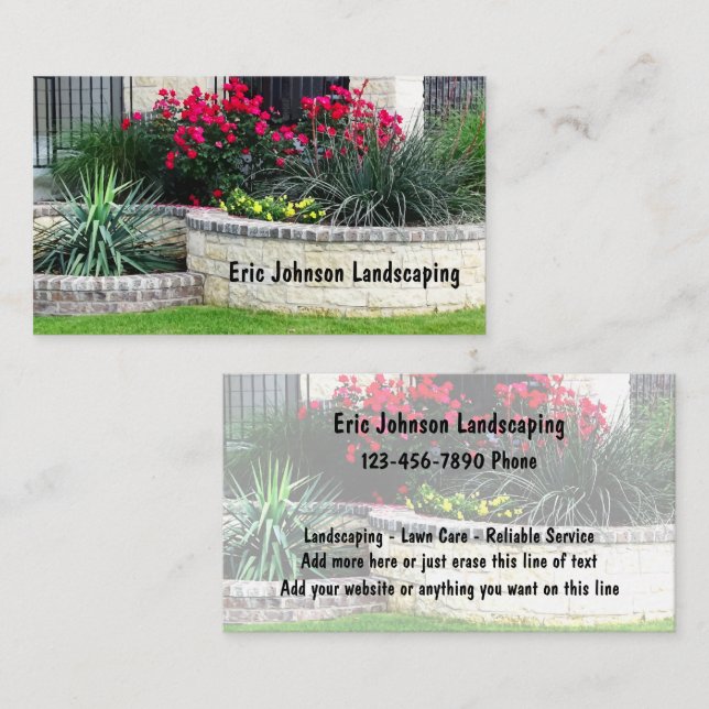 Landscaping And Lawn Care Service Business Card (Front/Back)