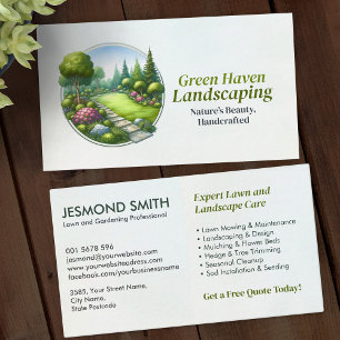 Landscaping and Lawn Care Services - Watercolor Business Card