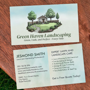 Landscaping and Lawn Care Services - Watercolor Business Card