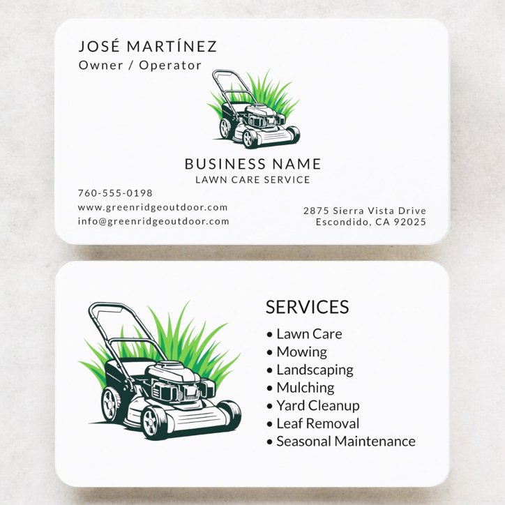 Landscaping And Lawn Maintenance Business Card