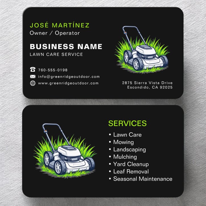 Landscaping And Lawn Services Professional Business Card