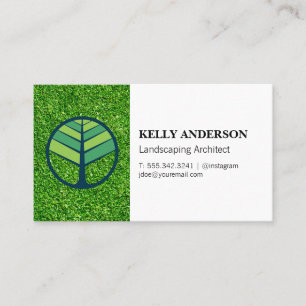 Landscaping Architect   Grass   Tree Icon Business Card