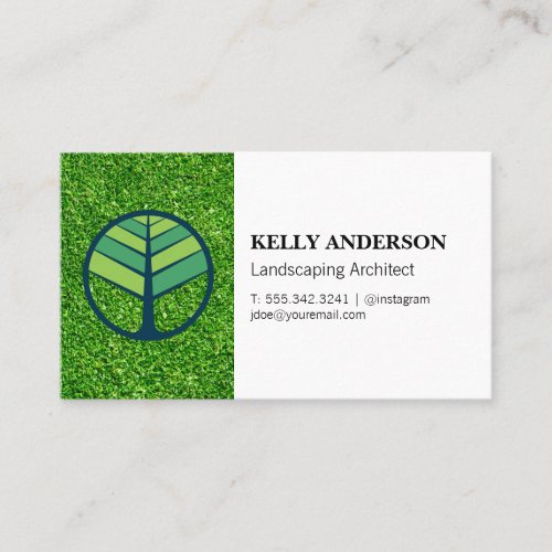 Landscaping Architect  Grass  Tree Icon Business Card