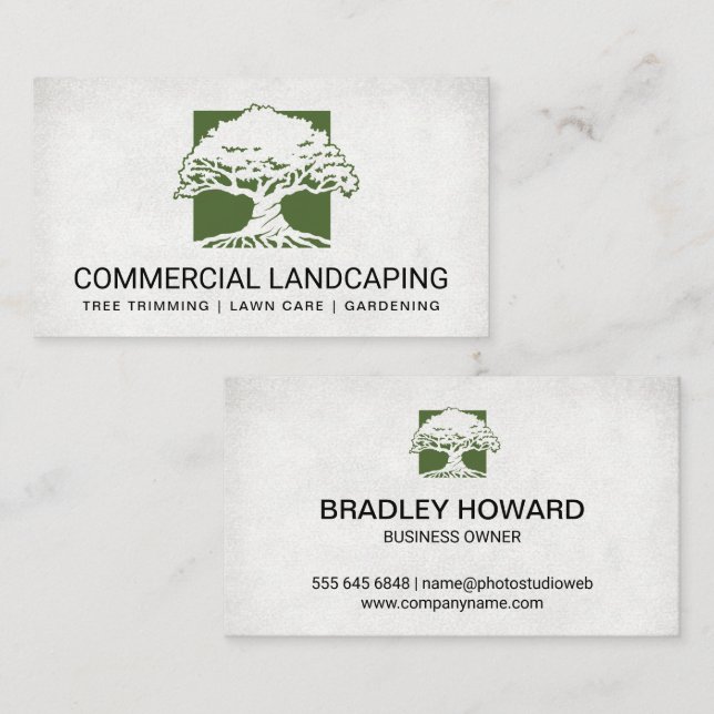 Landscaping Architect | Large Tree Logo Business Card (Front/Back)