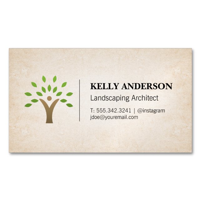 Landscaping Architect | Tree Trimming Service Business Card Magnet (Front)