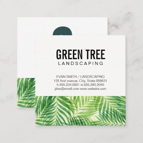 Landscaping Architecture  Palm Leaf Square Business Card