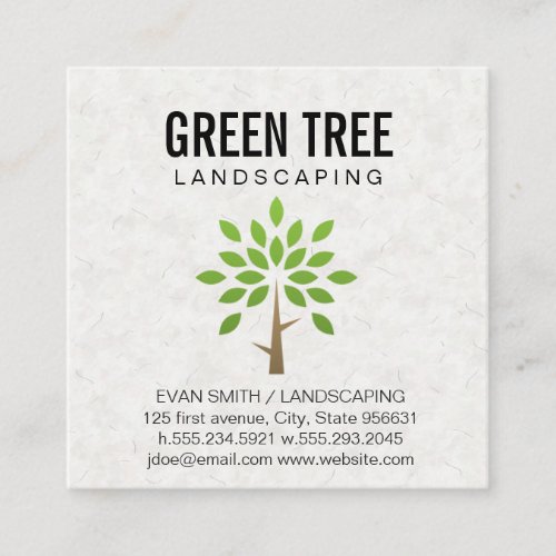 Landscaping Architecture  Stylized Tree Icon Square Business Card