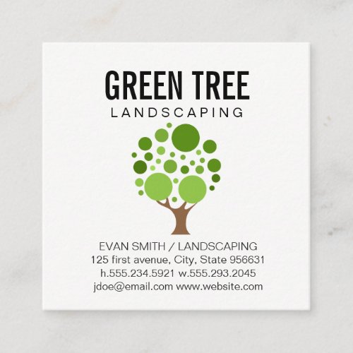 Landscaping Architecture  Tree Square Business Card