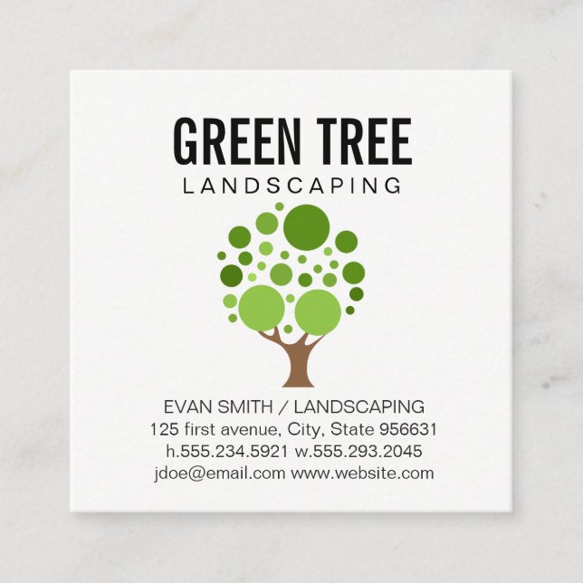Landscaping Architecture | Tree Square Business Card (Front)