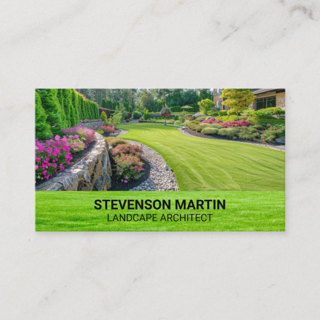Landscaping | Backyard House Lawn Business Card (Front)