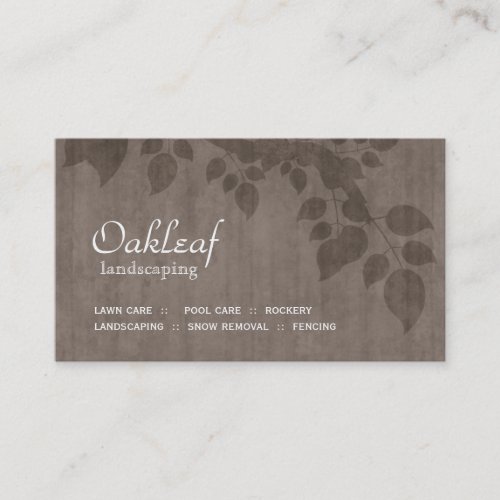 Landscaping Business Card Beige Tree Leaves